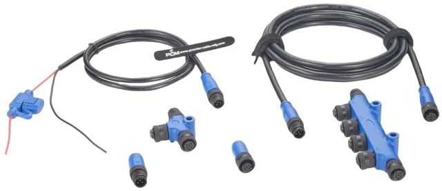 Alt view image 4 of 6 - NMEA 2000 N2K Starter Kit Marine Grade Backbone Drop Cable T Connector 4 Port Tees Terminators Power Cable with Fuse for Lowrance Simrad B&G Navico Garmin Networks (Kit 2)