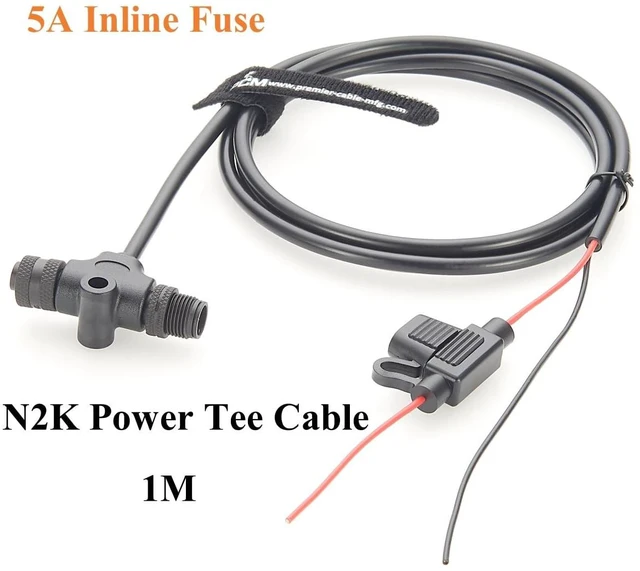 Alt view image 4 of 7 - NMEA 2000 N2K Starter Kit Marine Grade Backbone Drop Cable 2 Port Tees Terminators Power Cable with Fuse for Lowrance Simrad B&G Navico Garmin Networks (Kit-E)