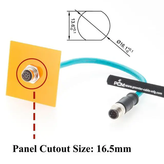 Alt view image 2 of 7 - M12 A Code 8Pin Male to Female Extension Cable Bulkhead Panel Mount IP67 Shielded 1Gbps CAT6A Industrial Ethernet Cable for Sensors, Robotics, Machine Vision, Automation(0.3m)