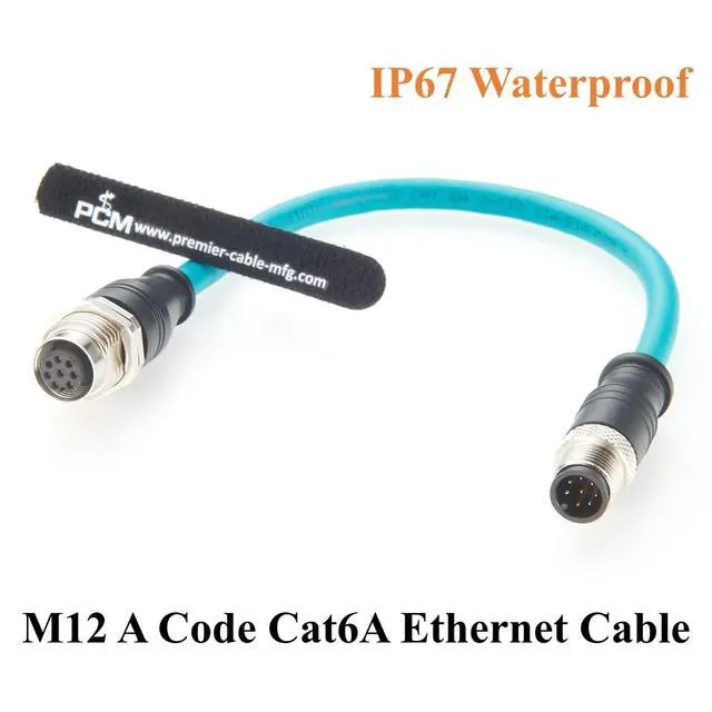 Alt view image 4 of 7 - M12 A Code 8Pin Male to Female Extension Cable Bulkhead Panel Mount IP67 Shielded 1Gbps CAT6A Industrial Ethernet Cable for Sensors, Robotics, Machine Vision, Automation(0.3m)