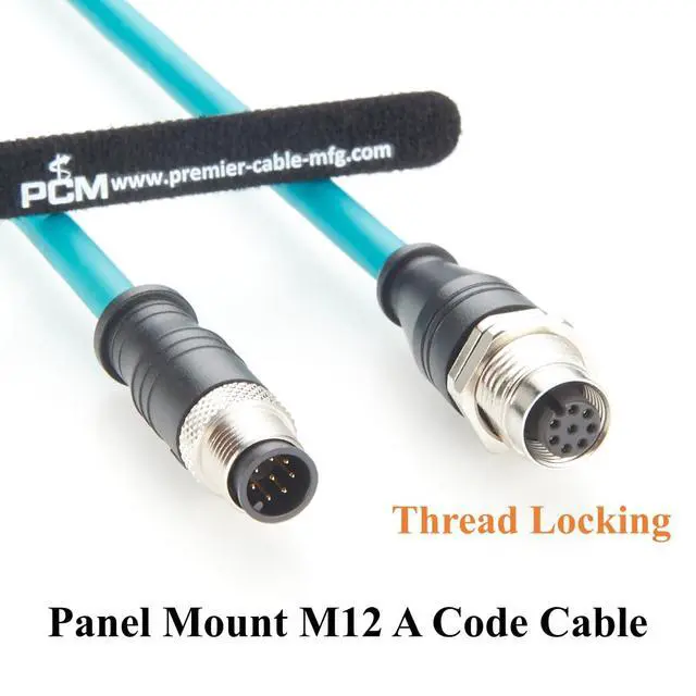 Alt view image 5 of 7 - M12 A Code 8Pin Male to Female Extension Cable Bulkhead Panel Mount IP67 Shielded 1Gbps CAT6A Industrial Ethernet Cable for Sensors, Robotics, Machine Vision, Automation(0.3m)