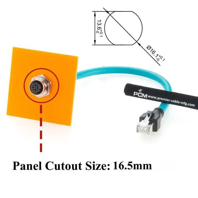 Alt view image 2 of 7 - Panel Mount M12 D Code 4 Pin to RJ45 Cable 100Mbps CAT6A SFTP Industrial Ethernet Cable IP67 Shielded RJ45 Male to M12 Female for Profinet, EtherNet/IP, Modbus TCP, PLC, Sensor(0.3m)
