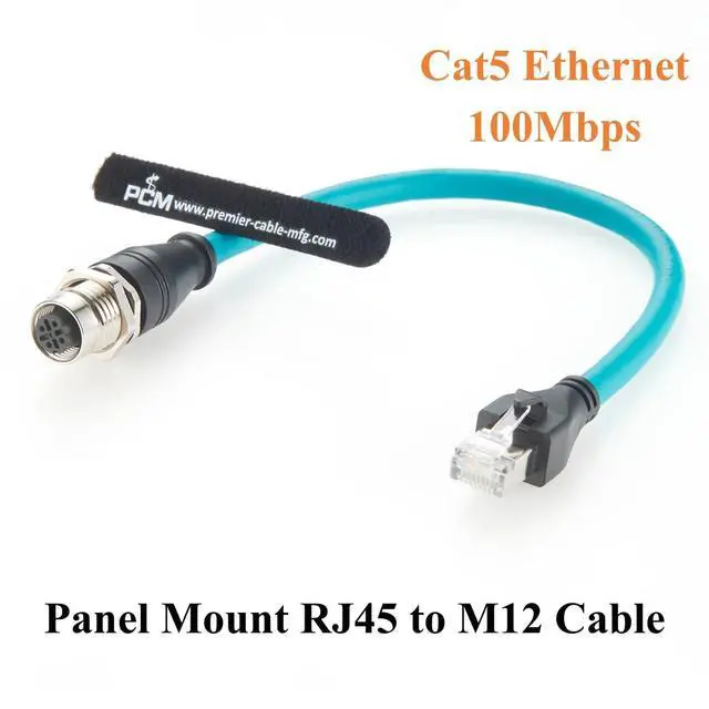 Alt view image 3 of 7 - Panel Mount M12 D Code 4 Pin to RJ45 Cable 100Mbps CAT6A SFTP Industrial Ethernet Cable IP67 Shielded RJ45 Male to M12 Female for Profinet, EtherNet/IP, Modbus TCP, PLC, Sensor(0.3m)