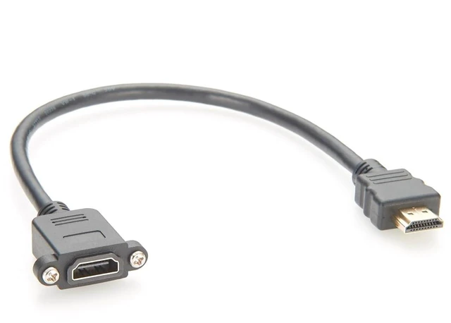 Alt view image 6 of 7 - Screw Panel Mount HDMI 1.4 Extension Cable 4K@30Hz Male to Female Audio Video Cable for UHD TV Monitor Projector Laptop PC (2PCS, 0.3M)