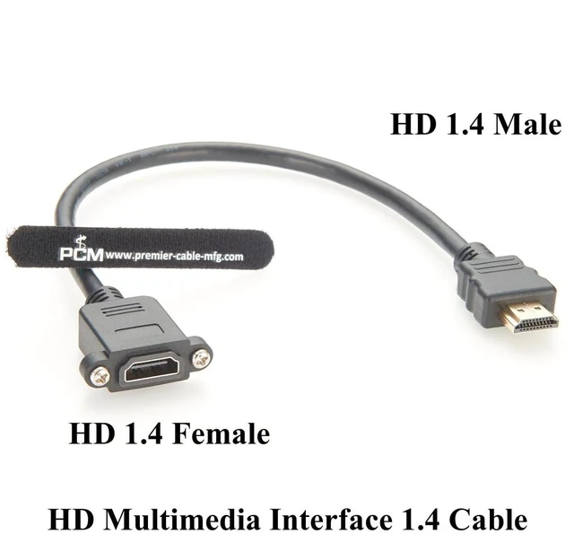 Alt view image 2 of 7 - Screw Panel Mount HDMI 1.4 Extension Cable 4K@30Hz Male to Female Audio Video Cable for UHD TV Monitor Projector Laptop PC (2PCS, 0.3M)