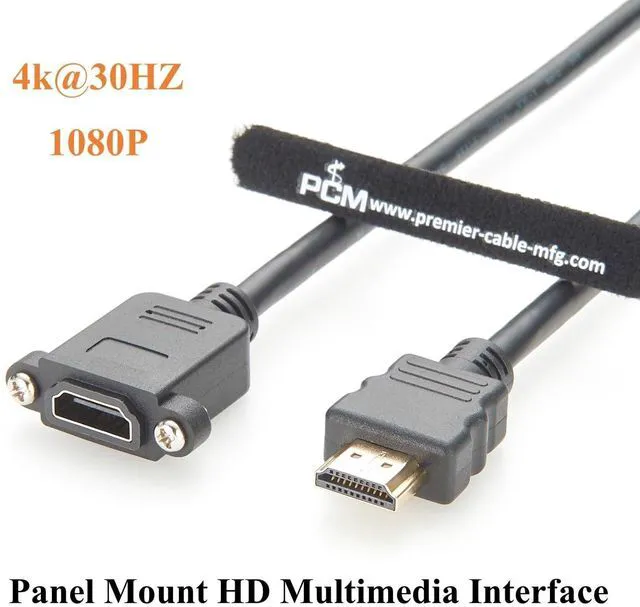 Alt view image 4 of 7 - Screw Panel Mount HDMI 1.4 Extension Cable 4K@30Hz Male to Female Audio Video Cable for UHD TV Monitor Projector Laptop PC (2PCS, 0.3M)