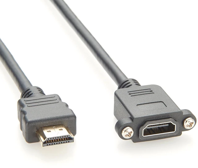 Alt view image 7 of 7 - Screw Panel Mount HDMI 1.4 Extension Cable 4K@30Hz Male to Female Audio Video Cable for UHD TV Monitor Projector Laptop PC (2PCS, 0.3M)