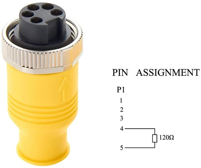 Alt view image 2 of 6 - Mini Termination Resistor DeviceNet Trunk 7/8"-16UN Mini-Change Female 5 Poles with 120 Terminator IP67 Waterproof for NMEA2000 CAN Bus CANopen (Female)