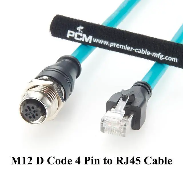 Alt view image 7 of 7 - Panel Mount M12 D Code 4 Pin to RJ45 Cable 100Mbps CAT6A SFTP Industrial Ethernet Cable IP67 Shielded RJ45 Male to M12 Female for Profinet, EtherNet/IP, Modbus TCP, PLC, Sensor(0.3m)
