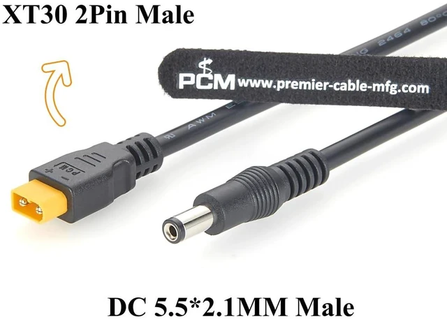 Alt view image 2 of 7 - XT30 to DC5521 Power Cable 18AWG XT30 Male to DC 5.5x2.1mm Male Plug Cable for RC Aircraft, Raspberry Pi, Solar Generator, CCTV Camera, DIY Electronics (Male, 1M/3.28FT)