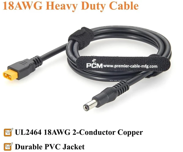 Alt view image 3 of 7 - XT30 to DC5521 Power Cable 18AWG XT30 Male to DC 5.5x2.1mm Male Plug Cable for RC Aircraft, Raspberry Pi, Solar Generator, CCTV Camera, DIY Electronics (Male, 1M/3.28FT)