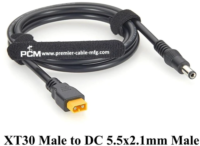 Alt view image 5 of 7 - XT30 to DC5521 Power Cable 18AWG XT30 Male to DC 5.5x2.1mm Male Plug Cable for RC Aircraft, Raspberry Pi, Solar Generator, CCTV Camera, DIY Electronics (Male, 1M/3.28FT)