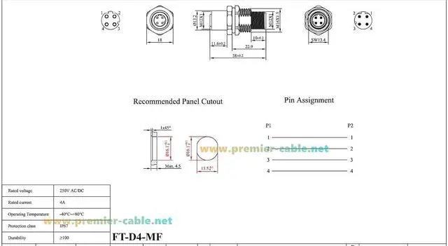 Alt view image 4 of 7 - Profinet M12 D-Code 4 Pin Male to Female Bulkhead Feedthrough Connector Cat5 Ethernet IP67 Shielded Wall Pass-Thru Panel Mount Socket Circular Connector for EtherCAT Fieldbus PLC Sensor (2PCS)