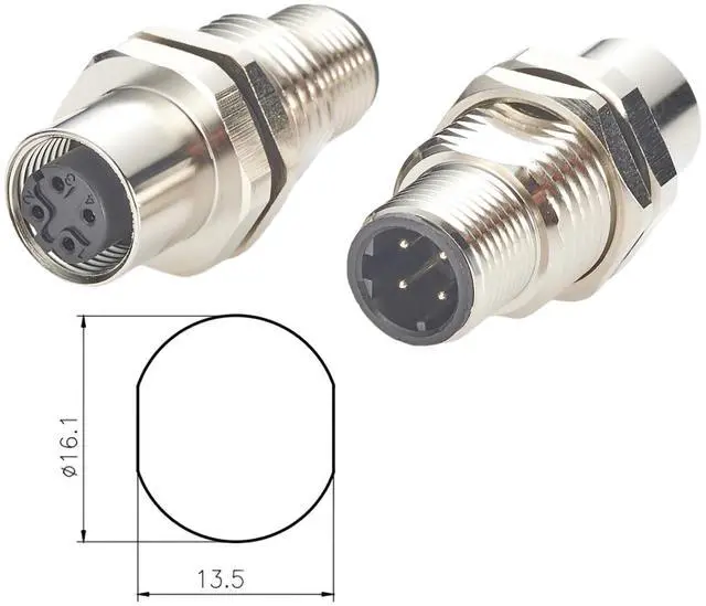 Alt view image 3 of 7 - Profinet M12 D-Code 4 Pin Male to Female Bulkhead Feedthrough Connector Cat5 Ethernet IP67 Shielded Wall Pass-Thru Panel Mount Socket Circular Connector for EtherCAT Fieldbus PLC Sensor (2PCS)
