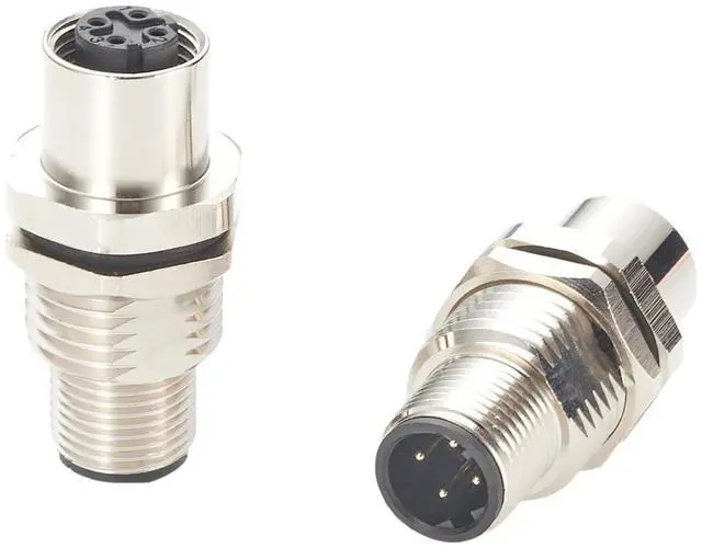 Alt view image 5 of 7 - Profinet M12 D-Code 4 Pin Male to Female Bulkhead Feedthrough Connector Cat5 Ethernet IP67 Shielded Wall Pass-thru Panel Mount Socket Circular Connector for EtherCAT Fieldbus PLC Sensor (1PCS)