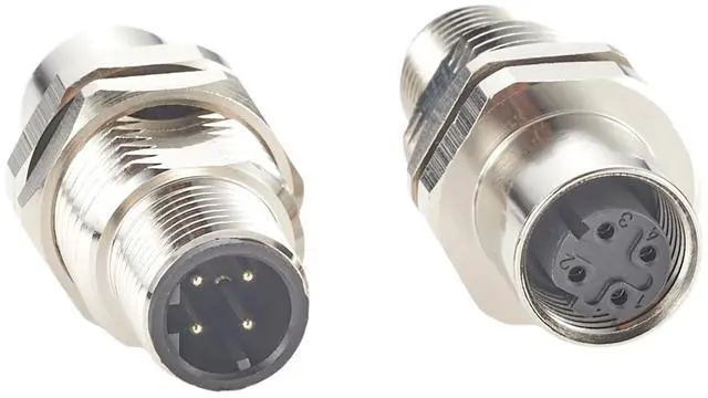 Alt view image 7 of 7 - Profinet M12 D-Code 4 Pin Male to Female Bulkhead Feedthrough Connector Cat5 Ethernet IP67 Shielded Wall Pass-Thru Panel Mount Socket Circular Connector for EtherCAT Fieldbus PLC Sensor (2PCS)