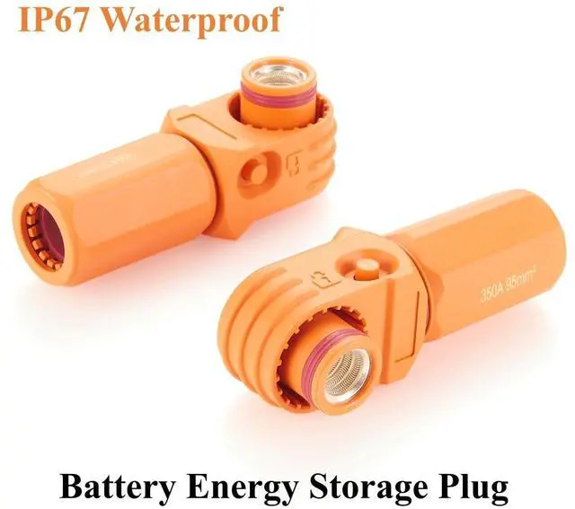 Alt view image 6 of 6 - 90 Degree 12mm 350A 95mm² Single Core Plug for Energy Storage Battery IP67 Waterproof EV Battery Container Connector,1PC (Orange, 350A)