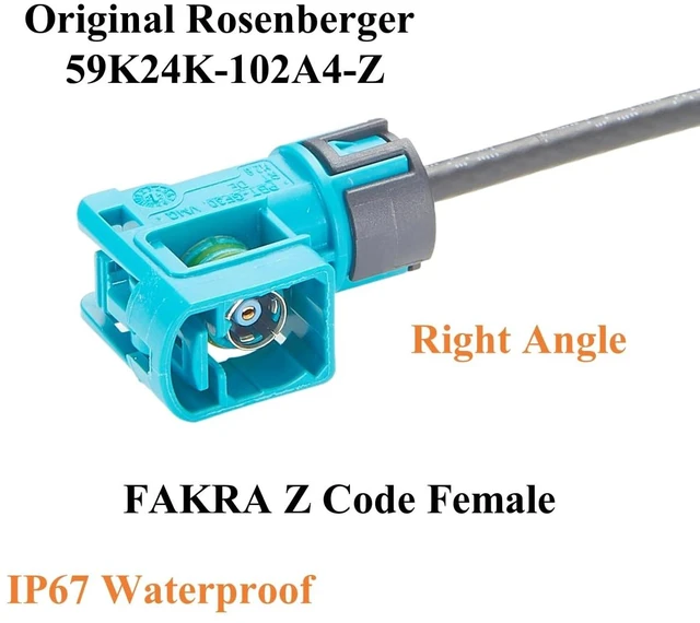 Alt view image 3 of 7 - Waterproof Right Angle FAKRA Z Code Female Automotive RF Cable (1.48M)