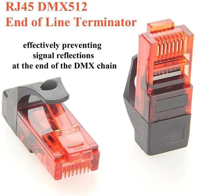 Alt view image 5 of 7 - RJ45 DMX512 Terminator 120 Ohm 2 Universe RJ45-DMXTERM-120-2U DMX512 End of Line Termination Resistor Plug DMX Signal Stabilizer for Stage Lighting Control (5PCS)