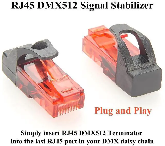 Alt view image 4 of 7 - RJ45 DMX512 Terminator 120 Ohm 2 Universe RJ45-DMXTERM-120-2U DMX512 End of Line Termination Resistor Plug DMX Signal Stabilizer for Stage Lighting Control (5PCS)