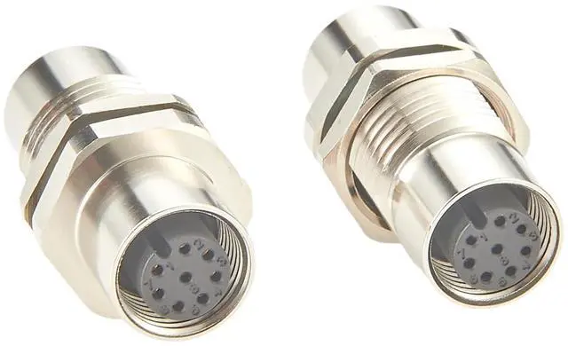 Main image of M12 A Code 8 Pin Bulkhead Connector Female to Female Chassis Panel Mount Socket IP67 Waterproof Industrial Circular Connector Receptacle for Automation Control Cabinet Robotics (2PCS)