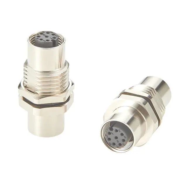 Alt view image 4 of 7 - M12 A Code 8 Pin Bulkhead Connector Female to Female Chassis Panel Mount Socket IP67 Waterproof Industrial Circular Connector Receptacle for Automation Control Cabinet Robotics (2PCS)