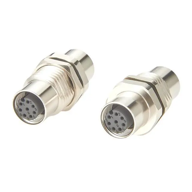 Alt view image 5 of 7 - M12 A Code 8 Pin Bulkhead Connector Female to Female Chassis Panel Mount Socket IP67 Waterproof Industrial Circular Connector Receptacle for Automation Control Cabinet Robotics (2PCS)