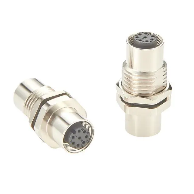 Alt view image 6 of 7 - M12 A Code 8 Pin Bulkhead Connector Female to Female Chassis Panel Mount Socket IP67 Waterproof Industrial Circular Connector Receptacle for Automation Control Cabinet Robotics (2PCS)