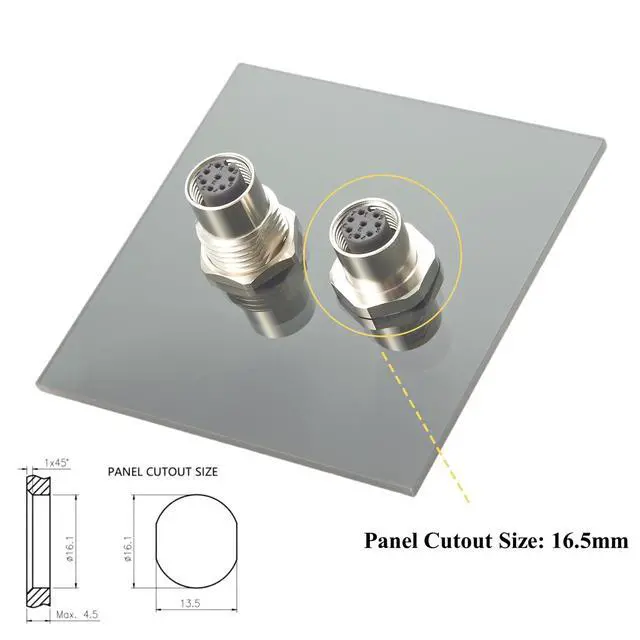 Alt view image 2 of 7 - M12 A Code 8 Pin Bulkhead Connector Female to Female Chassis Panel Mount Socket IP67 Waterproof Industrial Circular Connector Receptacle for Automation Control Cabinet Robotics (2PCS)