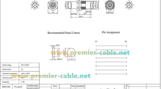 Alt view image 3 of 7 - M12 A Code 8 Pin Bulkhead Connector Female to Female Chassis Panel Mount Socket IP67 Waterproof Industrial Circular Connector Receptacle for Automation Control Cabinet Robotics (2PCS)