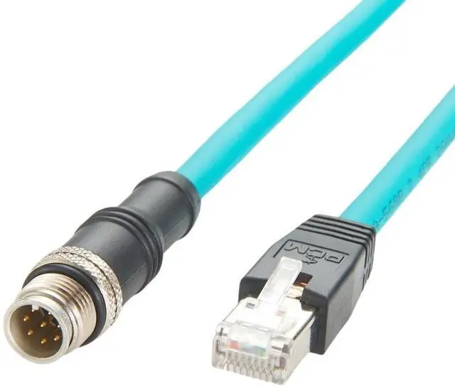 Main image of M12 8Pin A Code to RJ45 CAT6A Industrial Ethernet Cable M12 Male to RJ45 GigE Vision Patch Cord High Flex Shielded Extension Cable Compatible Cognex Basler Industrial Camera Barcode Reader (2M/6.6FT)