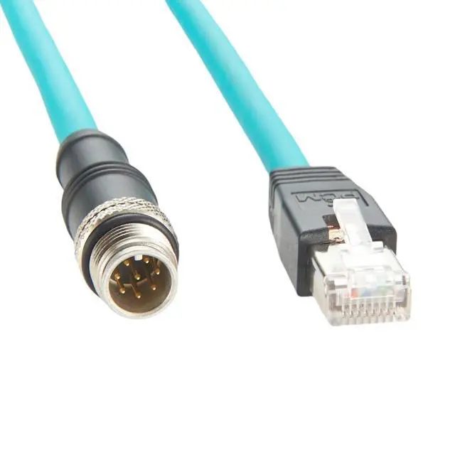 Alt view image 3 of 6 - M12 8Pin A Code to RJ45 CAT6A Industrial Ethernet Cable M12 Male to RJ45 GigE Vision Patch Cord High Flex Shielded Extension Cable Compatible Cognex Basler Industrial Camera Barcode Reader (2M/6.6FT)