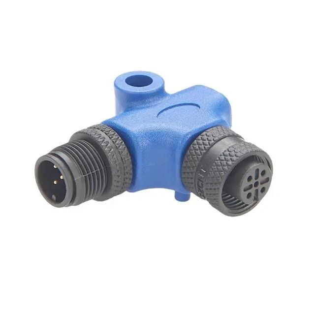 Alt view image 3 of 5 - Right Angle NMEA2000 N2k L Connector L Type M12 Male to Female L Splitter Adapter Marine Drop Backbone T Connector for DeviceNet CANOpen Can Bus Garmin Lowrance Simrad B&G Navico Maretron (Plastic)