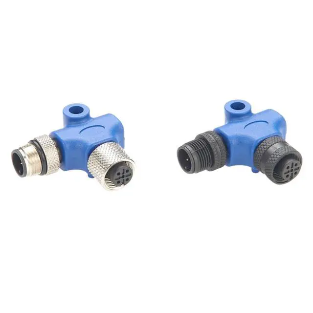 Alt view image 4 of 5 - Right Angle NMEA2000 N2k L Connector L Type M12 Male to Female L Splitter Adapter Marine Drop Backbone T Connector for DeviceNet CANOpen Can Bus Garmin Lowrance Simrad B&G Navico Maretron (Plastic)