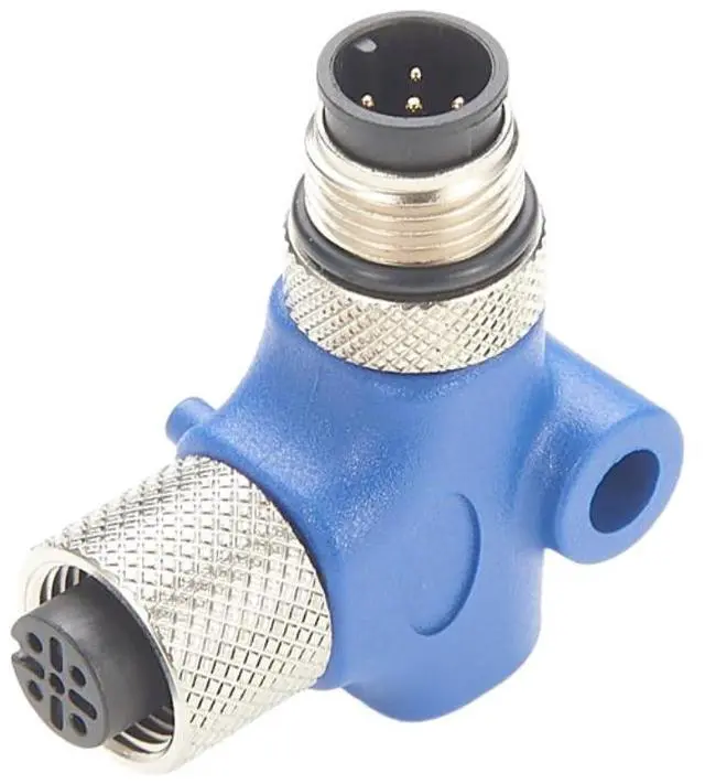 Main image of Right Angle NMEA2000 N2k L Connector L Type M12 Male to Female L Splitter Adapter Marine Drop Backbone T Connector for DeviceNet CANOpen Can Bus Garmin Lowrance Simrad B&G Navico Maretron (Metal)