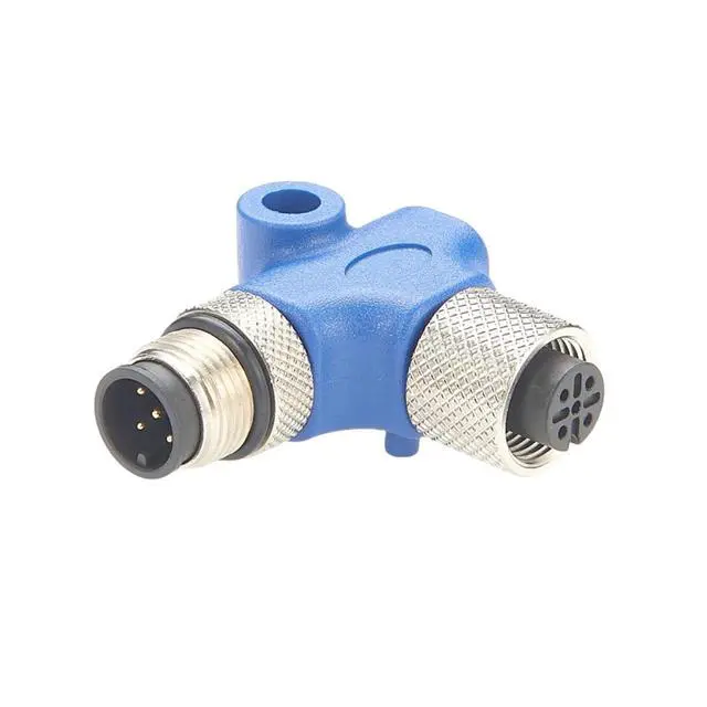 Alt view image 2 of 5 - Right Angle NMEA2000 N2k L Connector L Type M12 Male to Female L Splitter Adapter Marine Drop Backbone T Connector for DeviceNet CANOpen Can Bus Garmin Lowrance Simrad B&G Navico Maretron (Metal)