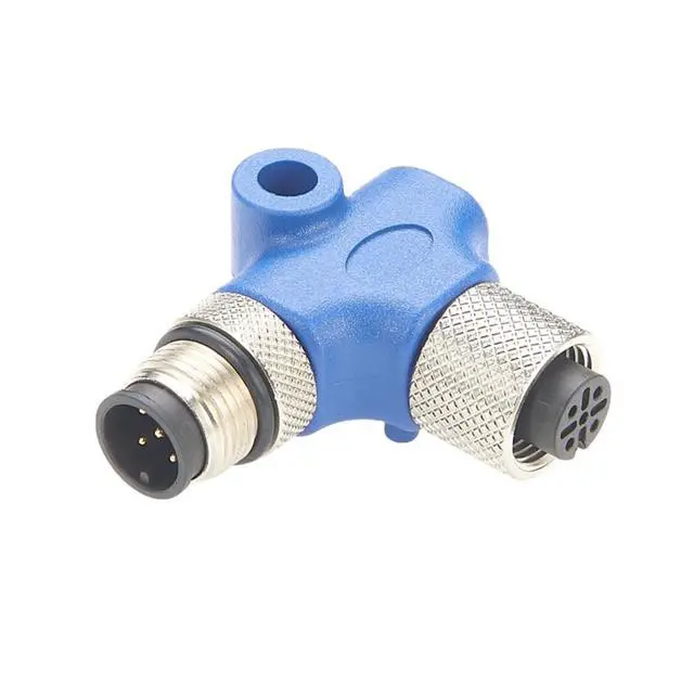 Alt view image 3 of 5 - Right Angle NMEA2000 N2k L Connector L Type M12 Male to Female L Splitter Adapter Marine Drop Backbone T Connector for DeviceNet CANOpen Can Bus Garmin Lowrance Simrad B&G Navico Maretron (Metal)