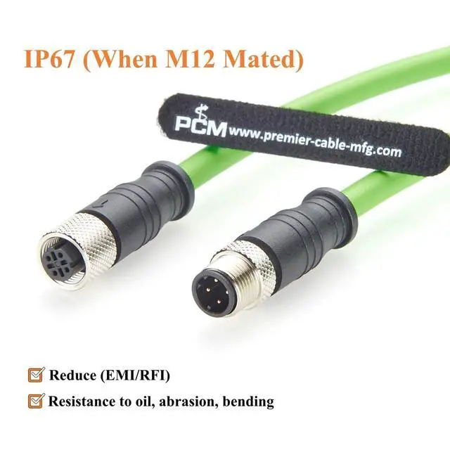 Alt view image 4 of 7 - PROFINET M12 D-Code 4 Pin Male to Female Industrial Ethernet Cable 100Mbps CAT5e SFTP Shielded IP67 High Flex Drag Chain for EtherCAT, PLC, Robotics, Machine Vision, Automation (2M/6.6FT)