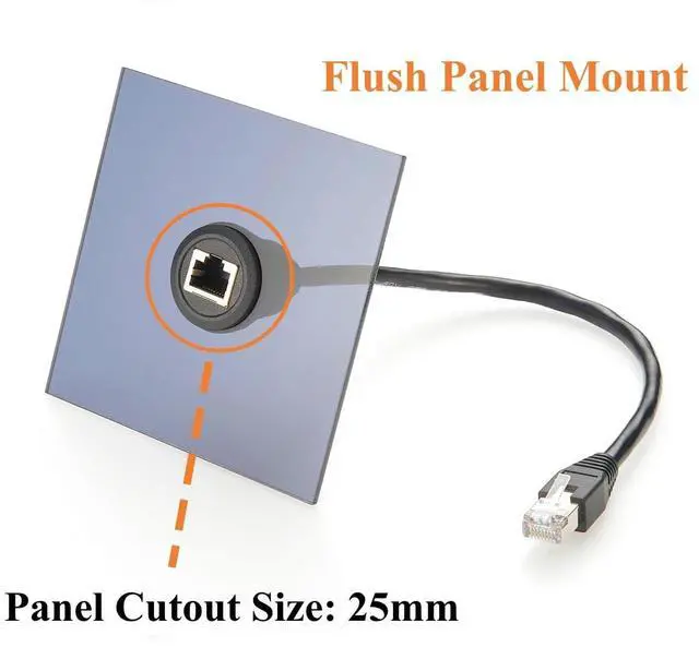 Alt view image 2 of 7 - Profinet RJ45 8P8C Male to Female Extension Cable Flush Panel Mount 1Gbps Cat5e Ethernet LAN Network Cable for Stage Light, Router, PC, Camera(0.3M/1FT)