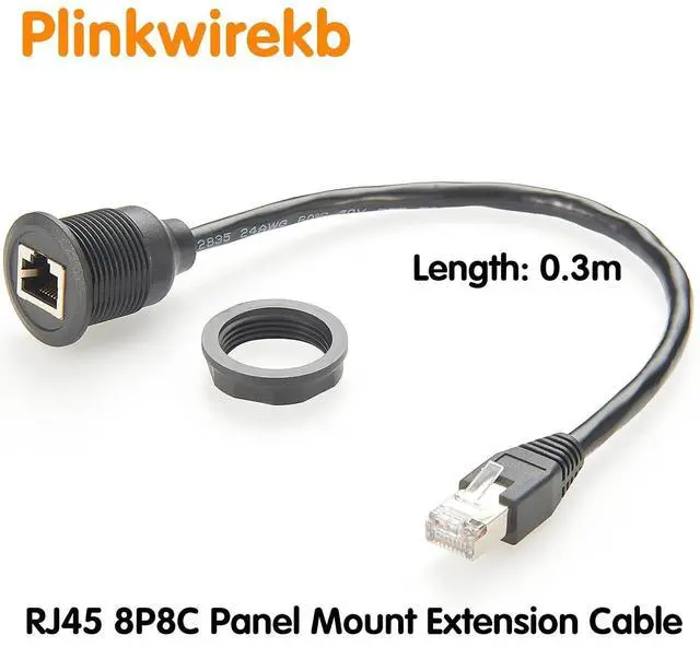 Alt view image 4 of 7 - Profinet RJ45 8P8C Male to Female Extension Cable Flush Panel Mount 1Gbps Cat5e Ethernet LAN Network Cable for Stage Light, Router, PC, Camera(0.3M/1FT)