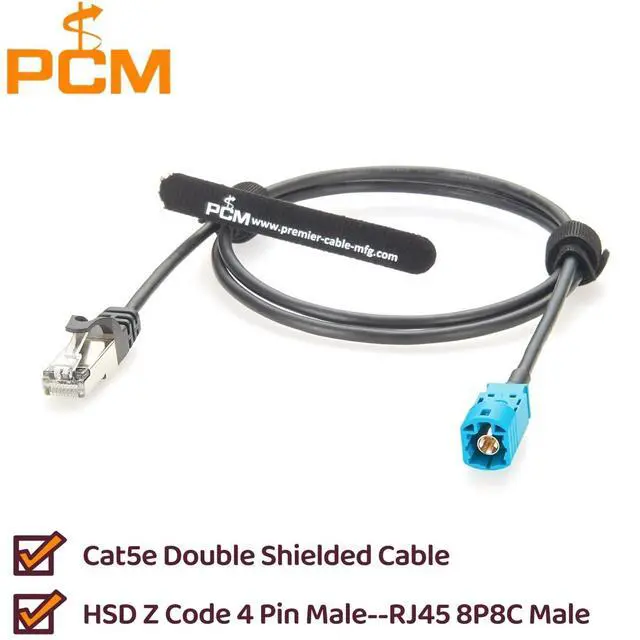Alt view image 2 of 6 - RJ45 to HSD Z Code 4 Pin Male Automotive LVDS Cable 1Gbps Cat5e Ethernet Network LAN Shielded High-Speed Cable for Infotainment, Car Camera, ADAS, in-Vehicle Communications(1M/3.28FT)