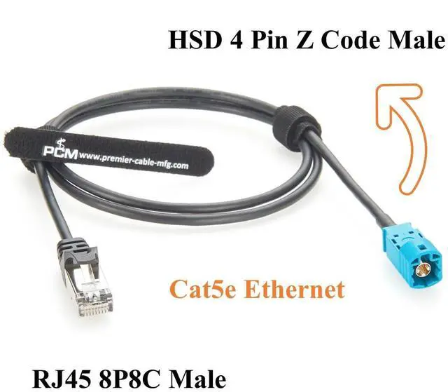 Alt view image 3 of 6 - RJ45 to HSD Z Code 4 Pin Male Automotive LVDS Cable 1Gbps Cat5e Ethernet Network LAN Shielded High-Speed Cable for Infotainment, Car Camera, ADAS, in-Vehicle Communications(1M/3.28FT)
