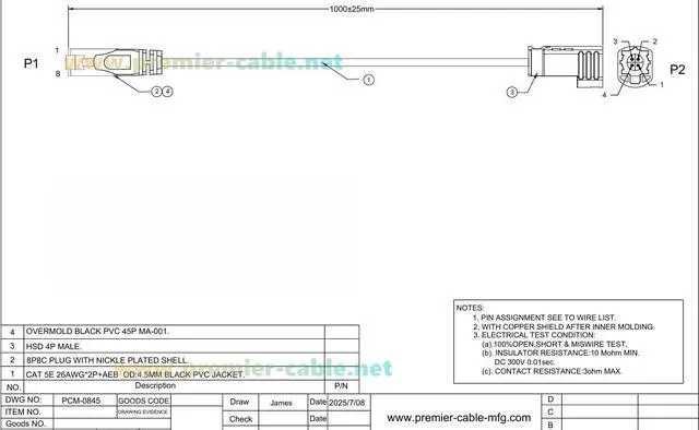 Alt view image 6 of 6 - RJ45 to HSD Z Code 4 Pin Male Automotive LVDS Cable 1Gbps Cat5e Ethernet Network LAN Shielded High-Speed Cable for Infotainment, Car Camera, ADAS, in-Vehicle Communications(1M/3.28FT)
