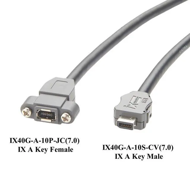 Alt view image 2 of 7 - IX A Key Industrial Cat6A Ethernet Extension Cable Screw Panel Mount 10Gbps Shielded Type A In-line Jack Male to Female Cable for Machine Vision Industrial Switches Camera PoE(0.3M/0.98FT)