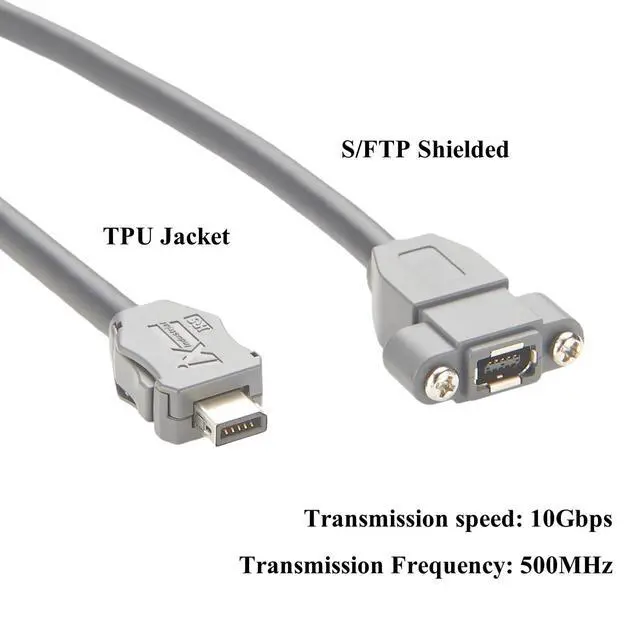 Alt view image 4 of 7 - IX A Key Industrial Cat6A Ethernet Extension Cable Screw Panel Mount 10Gbps Shielded Type A In-line Jack Male to Female Cable for Machine Vision Industrial Switches Camera PoE(0.3M/0.98FT)