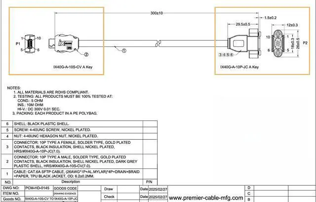 Alt view image 5 of 7 - IX A Key Industrial Cat6A Ethernet Extension Cable Screw Panel Mount 10Gbps Shielded Type A In-line Jack Male to Female Cable for Machine Vision Industrial Switches Camera PoE(0.3M/0.98FT)