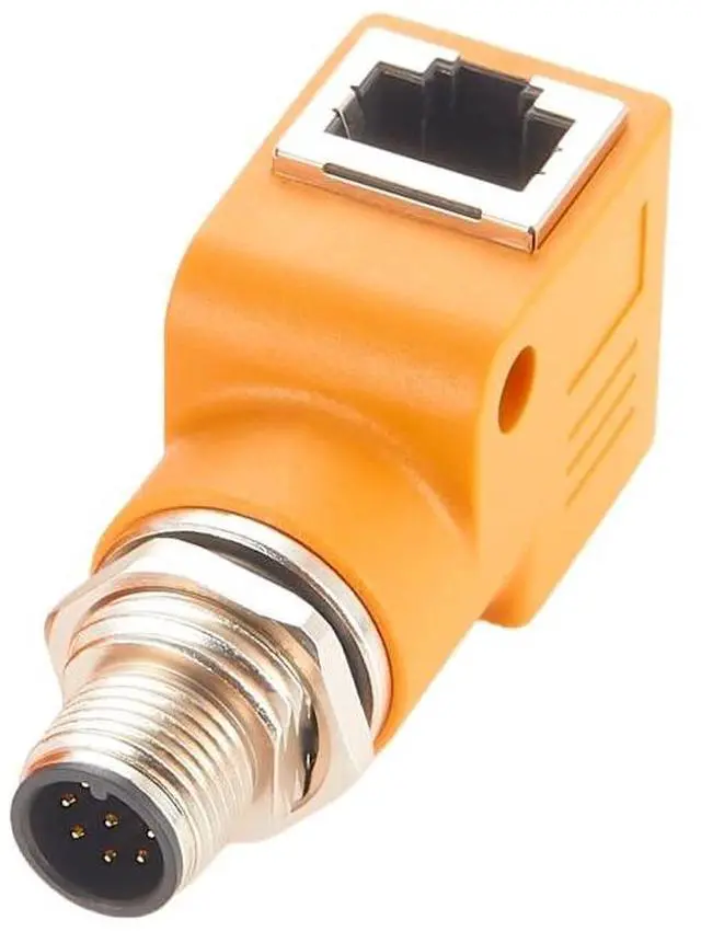 Main image of RJ45 Female to M12 A Coded 8Pin Male Adapter Waterproof Panel Mount feedthrough Bulkhead Connector Industrial Ethernet Circular Connector for Industrial Camera Sensor (M12 Male to RJ45 Right Angle)