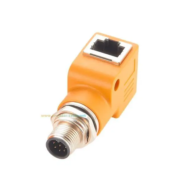 Alt view image 3 of 6 - RJ45 Female to M12 A Coded 8Pin Male Adapter Waterproof Panel Mount feedthrough Bulkhead Connector Industrial Ethernet Circular Connector for Industrial Camera Sensor (M12 Male to RJ45 Right Angle)