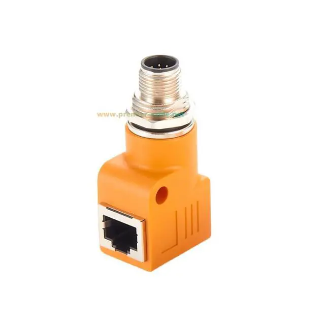Alt view image 5 of 6 - RJ45 Female to M12 A Coded 8Pin Male Adapter Waterproof Panel Mount feedthrough Bulkhead Connector Industrial Ethernet Circular Connector for Industrial Camera Sensor (M12 Male to RJ45 Right Angle)