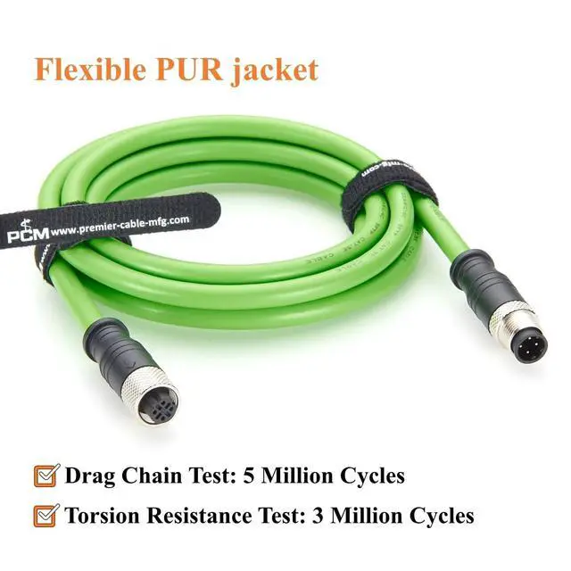 Alt view image 3 of 7 - PROFINET M12 D-Code 4 Pin Male to Female Industrial Ethernet Cable 100Mbps CAT5e SFTP Shielded IP67 High Flex Drag Chain for EtherCAT, PLC, Robotics, Machine Vision, Automation (2M/6.6FT)